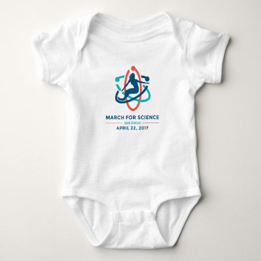 maart voor wetenschap: San Diego - Baby White Romp Romper (Voorkant)