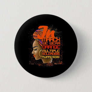 Maart We Draag Oranje Multiple Sclerosis Afro Blac Ronde Button 5,7 Cm