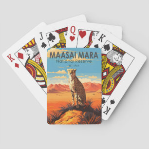 Maasai Mara National Reserve Cheetah Travel Art Pokerkaarten
