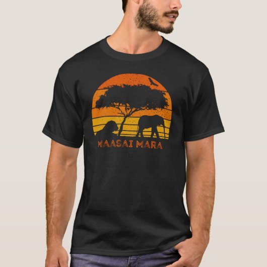 Maasai Mara Safari Elephant Lion Kenya Safari T-Sh T-shirt (Voorkant)