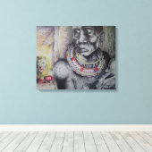 Maasai moeder en kind met Lion Art Print/Graphi Canvas Afdruk (Insitu (Houten vloer))