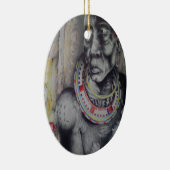 Maasai moeder en kind met Lion Art Print/Graphi Keramisch Ornament (Rechts)