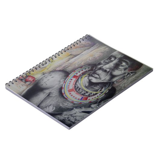 Maasai moeder en kind met Lion Art Print / Graphic Notitieboek (Linkerzijde)