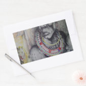 Maasai moeder en kind met Lion Art Print / Graphic Rechthoekige Sticker (Envelop)