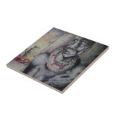 Maasai moeder en kind met Lion Art Print / Graphic Tegeltje (Zijkant)