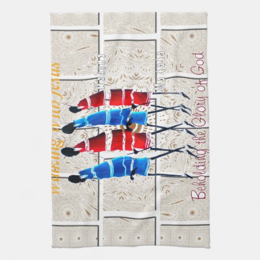 Maasai Morans Christelijke kunst Print Theedoek (Verticaal)