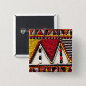 Maasai Tribal Beadwork Vierkante Button 5,1 Cm (Voorkant /achterkant)