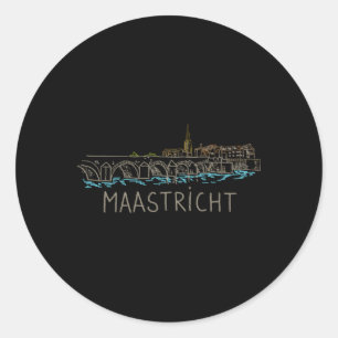 Maastricht Nederland Handgetekend Ronde Sticker
