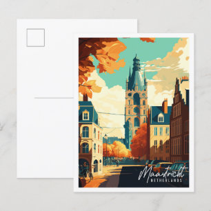 Maastricht Nederland vintage reisillustratie Briefkaart