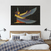 Ma'at Goddess op Hieroglyphs Canvas Print (Insitu (Slaapkamer))