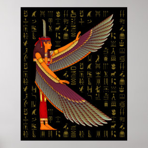 Ma'at Golden Hieroglyphs op zwart Poster