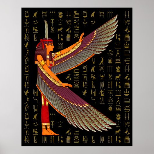 Ma'at Golden Hieroglyphs op zwart Poster (Voorkant)