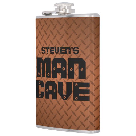 Maatkolf voor Man - koper, diamondplate Heupfles (Links)