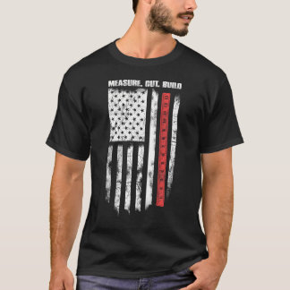Maatregel Cut Build Houtbewerking Vlag Amerika- Ca T-shirt
