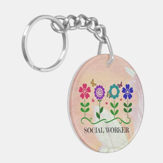 Maatschappelijk Arbeider, Pastel Springtime-design Sleutelhanger (Voorkant Links)