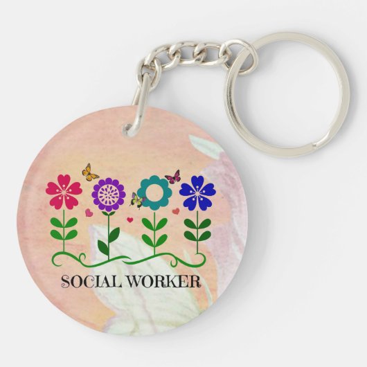 Maatschappelijk Arbeider, Pastel Springtime-design Sleutelhanger (Achterkant)
