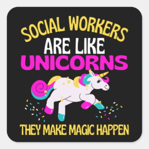 Maatschappelijk Arbeider Unicorn, Magische Zorgver Vierkante Sticker