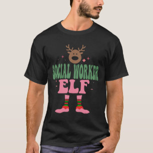 Maatschappelijk werker Elf Xmas Familie Groep Kers T-shirt