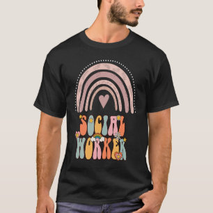 Maatschappelijk werker Groovy Retro Vintage Regenb T-shirt