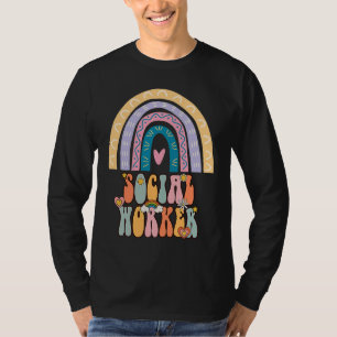 Maatschappelijk werker Groovy Retro Vintage Regenb T-shirt