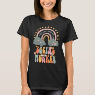 Maatschappelijk Werker Groovy Retro Vintage Regenb T-shirt