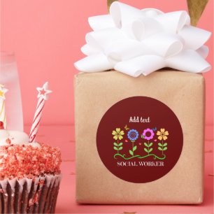 maatschappelijk werkers, grafische bloemen, SJABLO Ronde Sticker