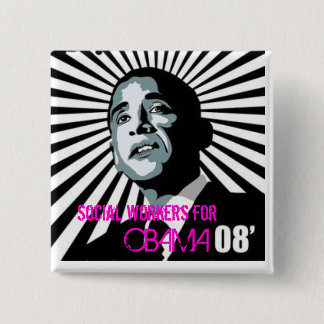 maatschappelijk werkers voor obama vierkante button 5,1 cm