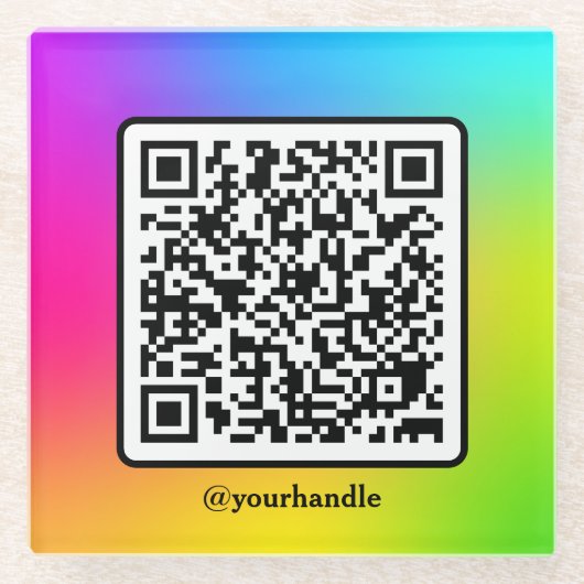 Maatschappelijke media - vierkant QR Code Gradiënt Glazen Onderzetter (Voorkant)