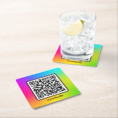Maatschappelijke media - vierkant QR Code Gradiënt Vierkante Kartonnen Onderzetter (Insitu)