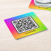 Maatschappelijke media - vierkant QR Code Gradiënt Vierkante Kartonnen Onderzetter (Schuin)