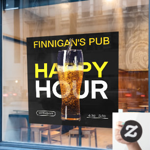 Maatwerk Bar Pub Café Happy Hour Bier Raamsticker