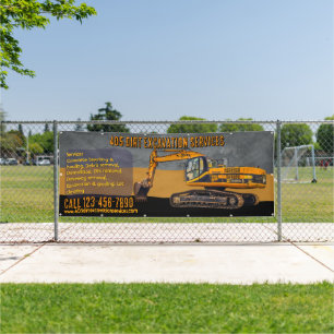 Maatwerk graafwerkdiensten met backhoeentrepreneur spandoek