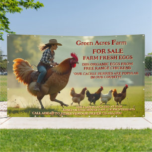 Maatwerk Grappige Biologische Boerderij Verse Eier Spandoek