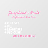 Maatwerk Nagelstudio Diensten Walk Ins Welkom Raamsticker (Vel)