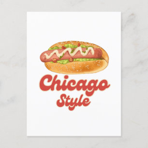 Maatwerk ontwerp Chicago Style Hot Dog Cadeau Hotd Briefkaart