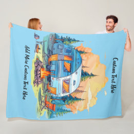 Maatwerk recreatievoertuig kampeer kampvuur fleece deken