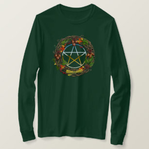 Mabon Grape Vine Wreate met Pentacle T-shirt
