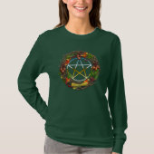Mabon Grape Vine Wreate met Pentacle T-shirt (Voorkant)