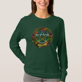 Mabon Grape Vine Wreate met Pentacle T-shirt