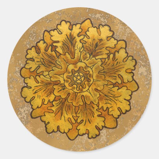 Mabon Oak Leaves Ronde Sticker (Voorkant)