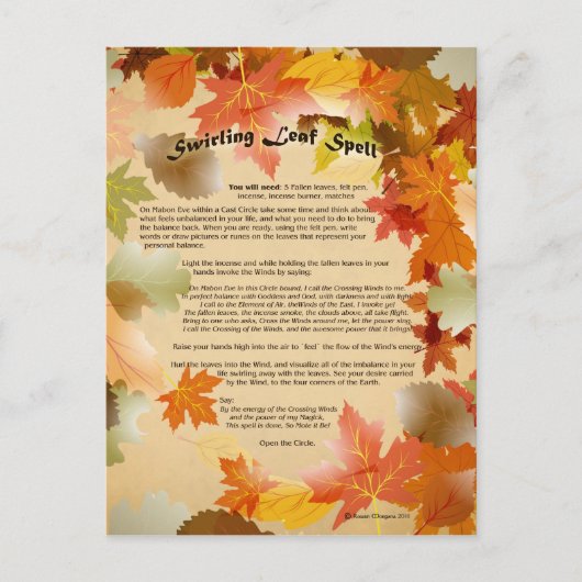 Mabon Swirling Leaf Spell Briefkaart (Voorkant)