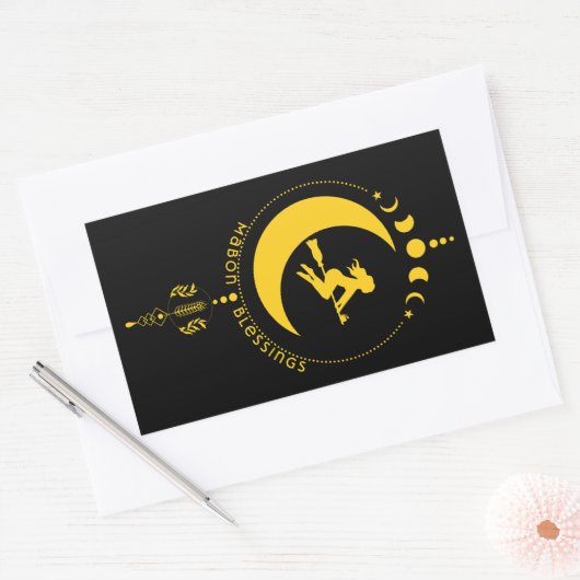 Mabon Zegeningen, heks, maan, tarwe Rechthoekige Sticker (Envelop)