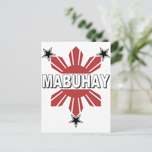 Mabuhay Filipino Sun en Star Briefkaart (Staand voorkant)