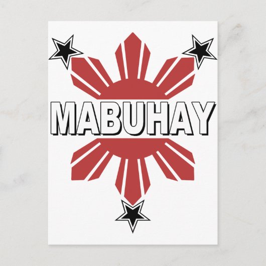 Mabuhay Filipino Sun en Star Briefkaart (Voorkant)