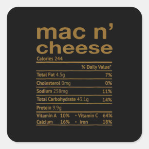 Mac And Cheese Nutrition Facts 2020 Thanksgiving Vierkante Sticker