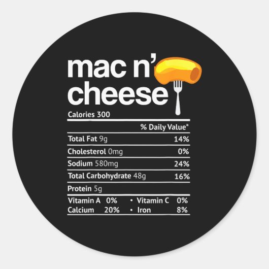 Mac And Cheese Nutrition Funny Thanksgiving Mac N' Ronde Sticker (Voorkant)