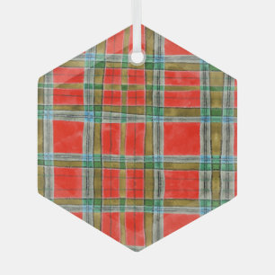 MAC BAIN TARTAN Glass Hexagon Ornament