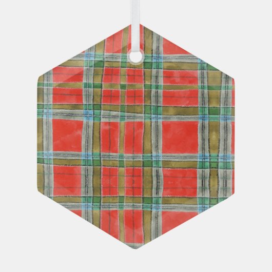 MAC BAIN TARTAN Glass Hexagon Ornament (Voorkant)