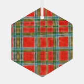 MAC BAIN TARTAN Glass Hexagon Ornament (Achterkant)
