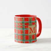 MAC BAIN TARTAN Rouge Combo Mug + Texte (Devant droit)
